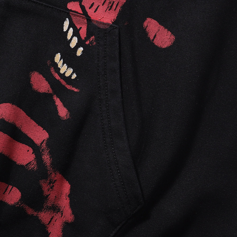 Valley Sport Dept Devil Character Graphic Zip‑Up Hoodie, Black Vintage Horror Oversized Streetwear Unisex Jacket
