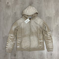VALLEY Khaki Gradient Embroidery Lightning‑Sleeve Zip‑Up Hoodie Unisex Oversized Jacket