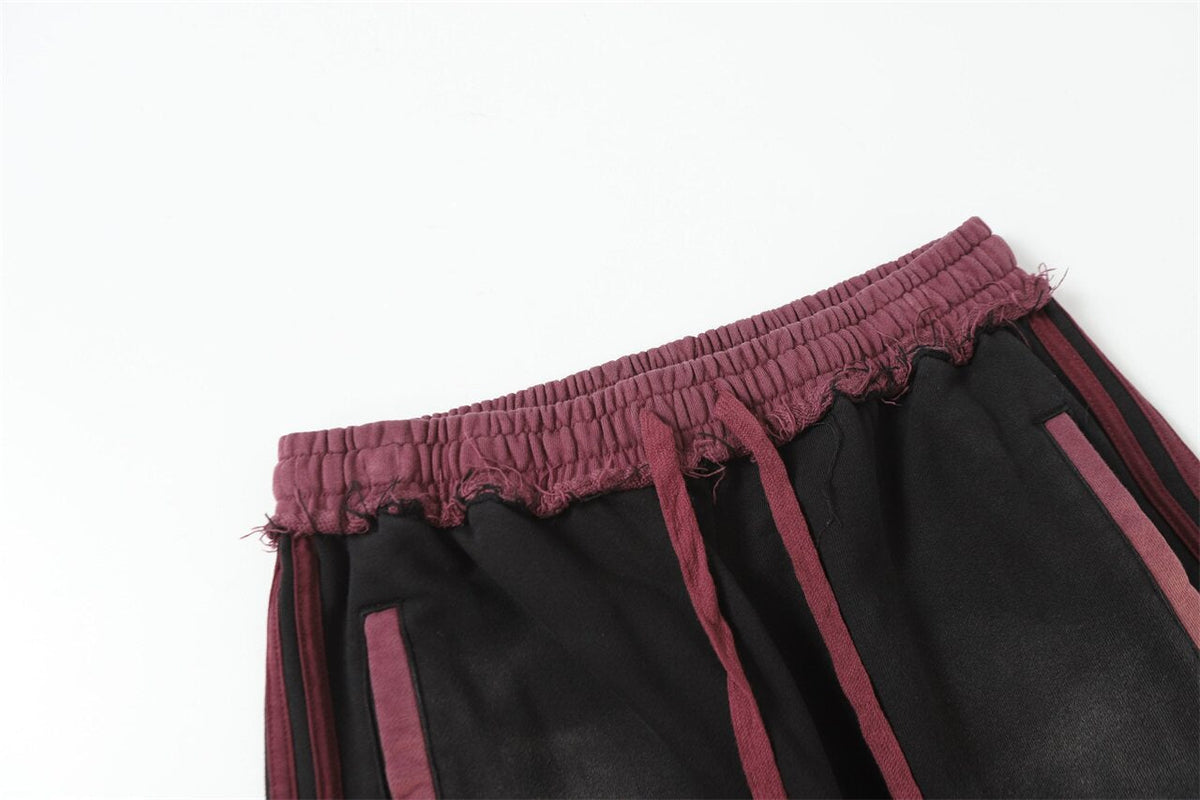 Valley Dream Letter‑Print Side‑Stripe Wide‑Leg Sweatpants, Vintage Washed‑Black Burgundy Unisex Streetwear Trousers
