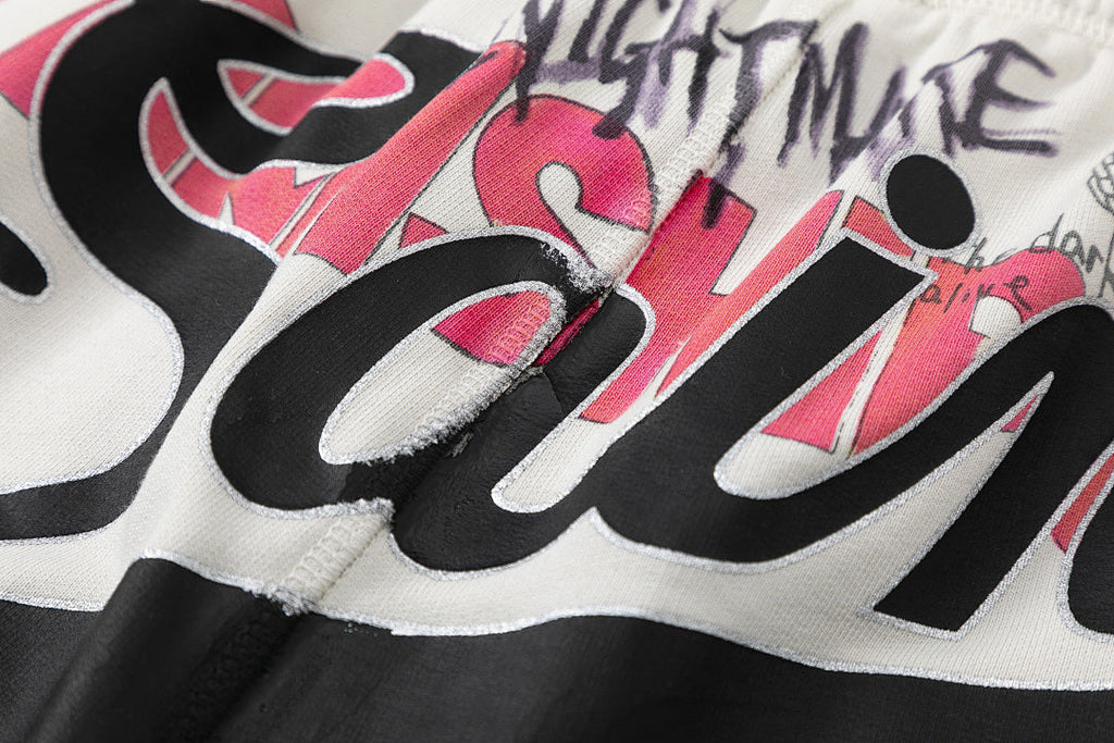 Saint Michael Graffiti Anime Graphic Collaged Sweat Shorts