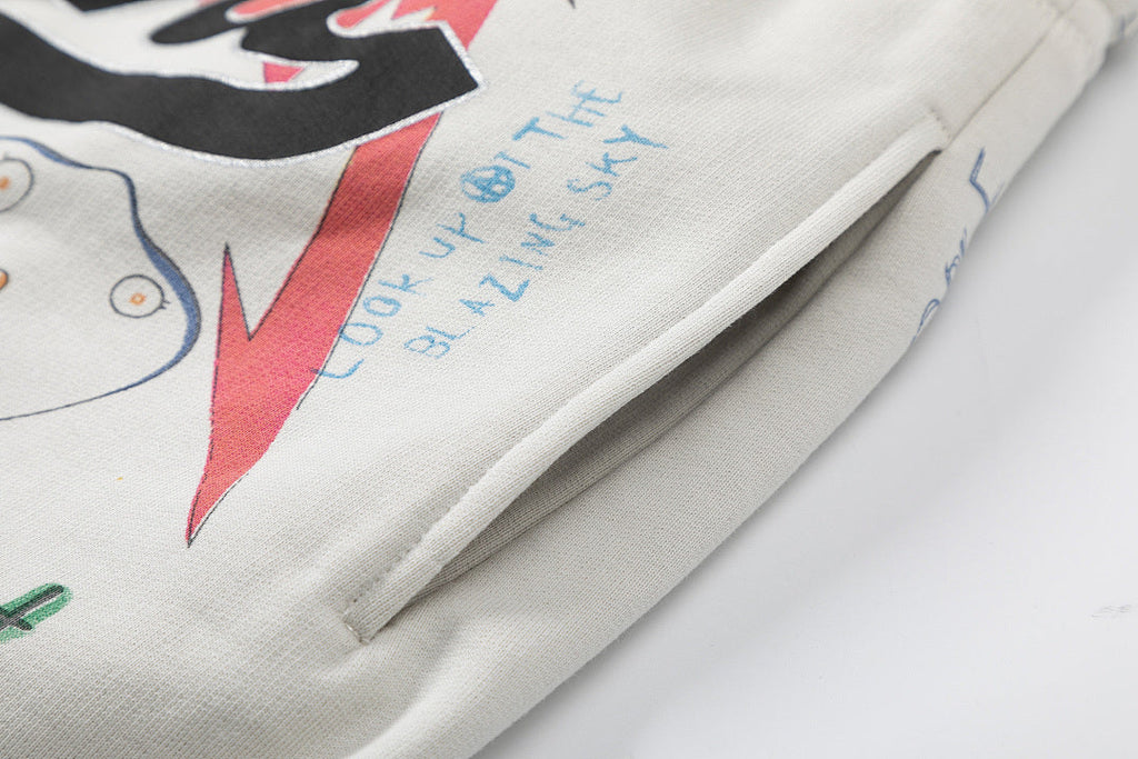 Saint Michael Graffiti Anime Graphic Collaged Sweat Shorts