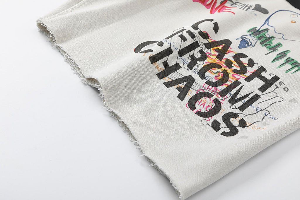 Saint Michael Graffiti Anime Graphic Collaged Sweat Shorts