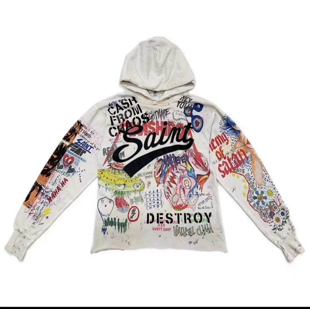 Saint Michael ST903 All-Over Graphic Collage Hoodie