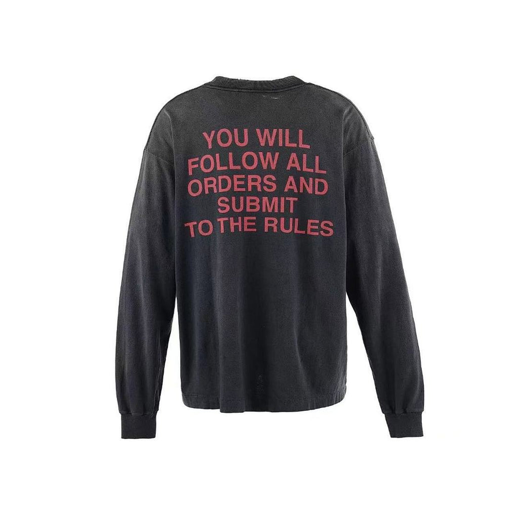 Saint Michael Gothic Figure & Text Print Sweatshirt