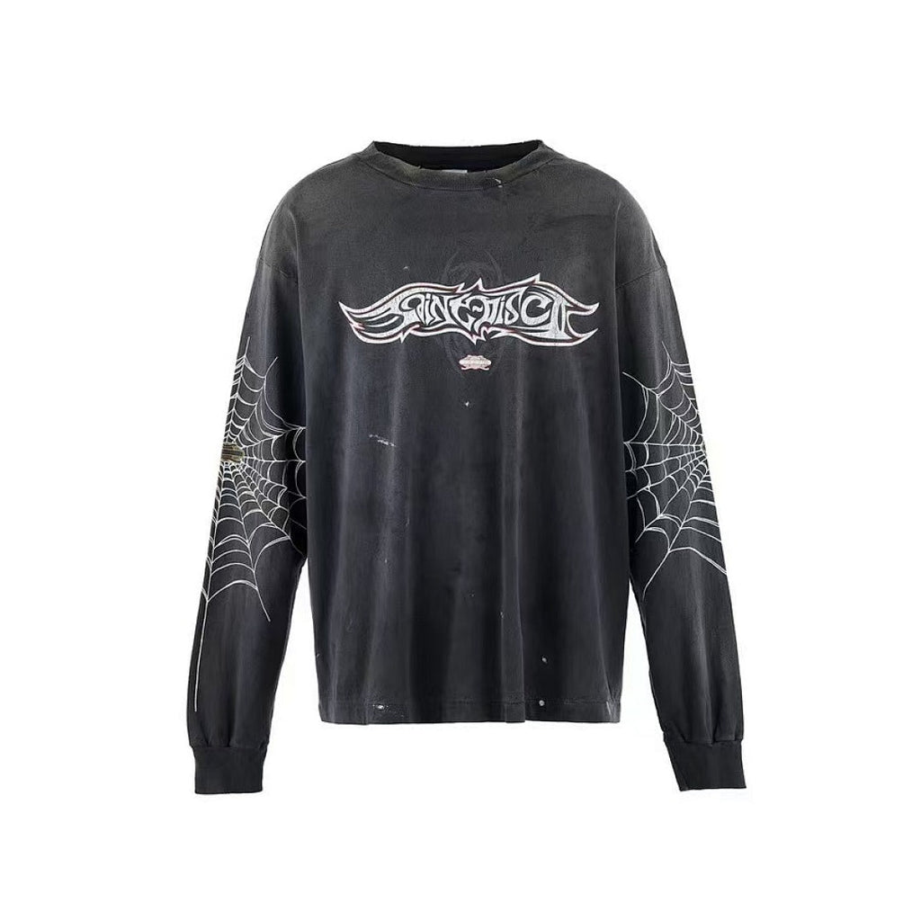 Saint Michael Graphic Emblem & Sleeve Print Sweatshirt