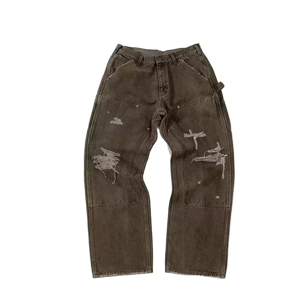 Saint Michael NST018 Distressed Workwear Straight Pants