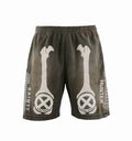 Saint Michael Skeleton Bone Print Anarchy Graphic Sweat Shorts