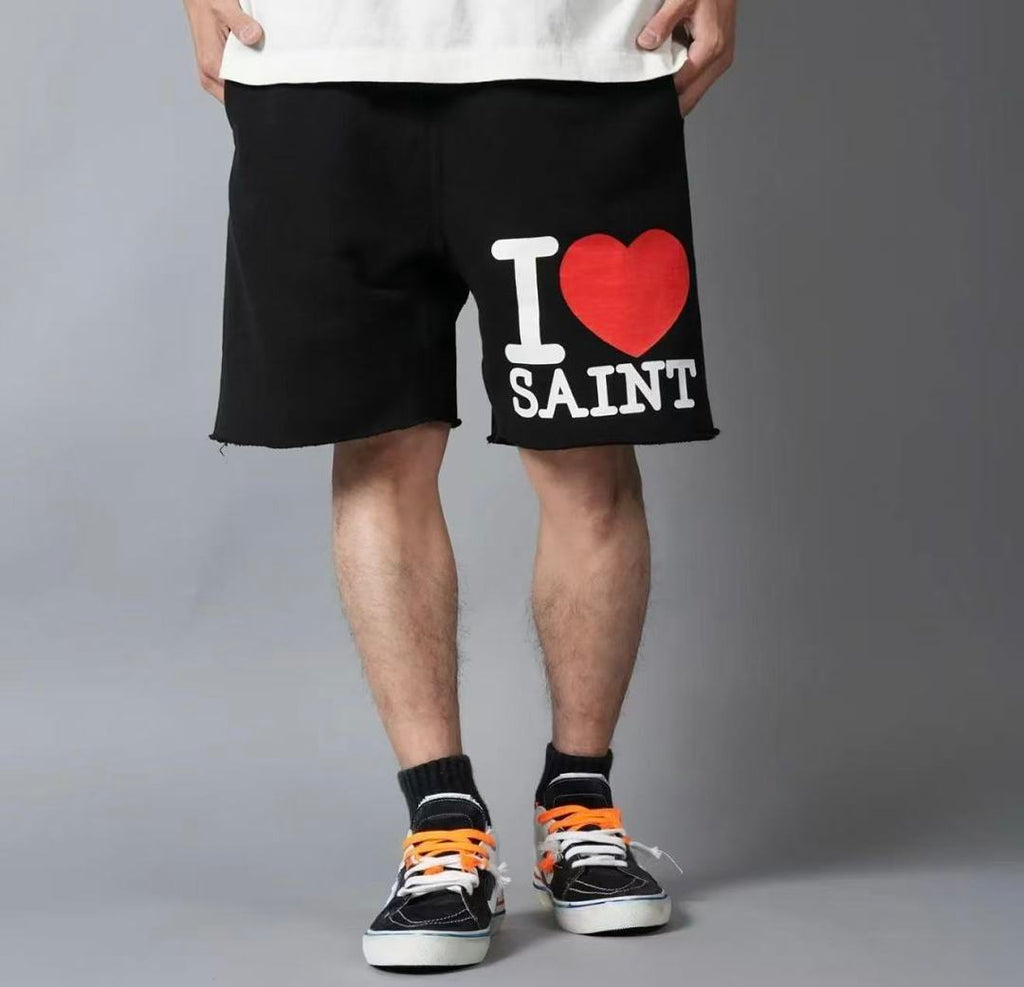 Saint Michael I Love Saint Heart Print Casual Sweat Shorts