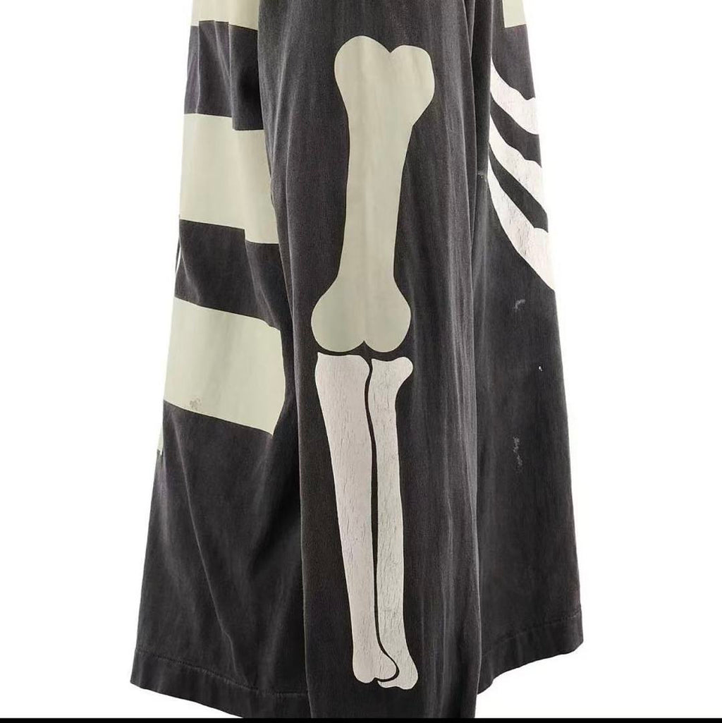 Saint Michael Skeleton Ribcage Print Knit Sweatshirt