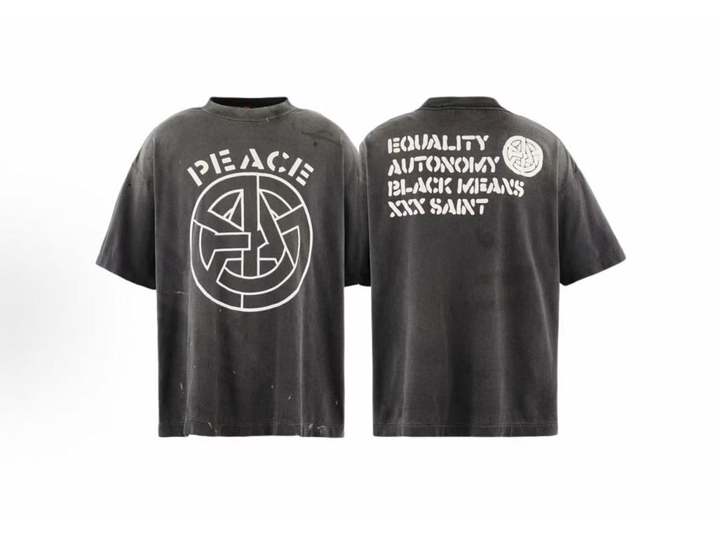 Saint Michael Peace Graphic & Slogan Print Vintage T-Shirt