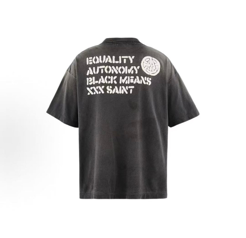 Saint Michael Peace Graphic & Slogan Print Vintage T-Shirt