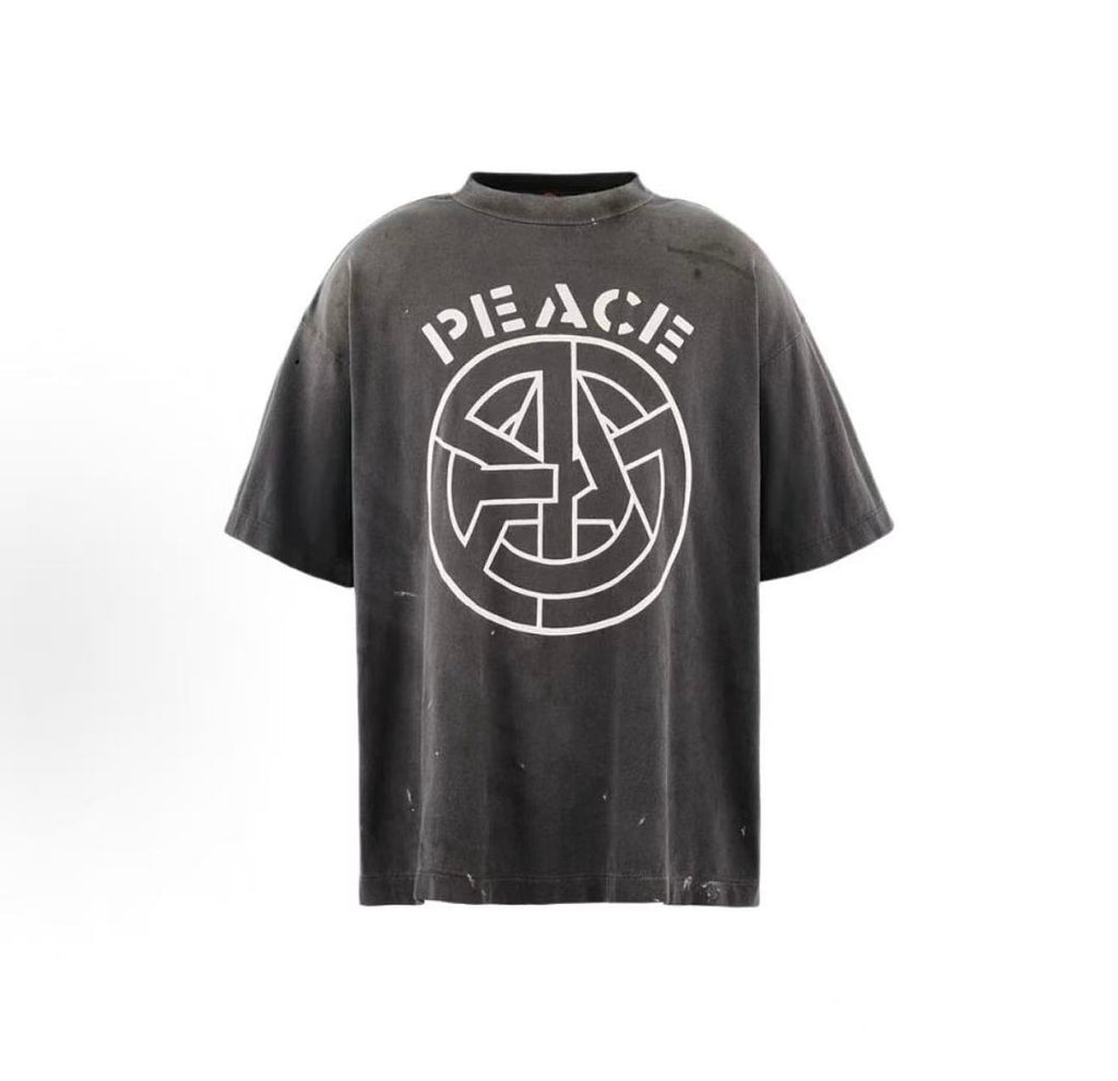 Saint Michael Peace Graphic & Slogan Print Vintage T-Shirt