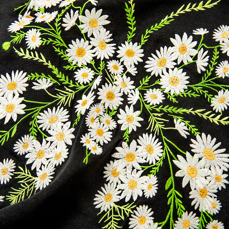 #JP-912# Color-changing flower butterfly embroidery T-shirt