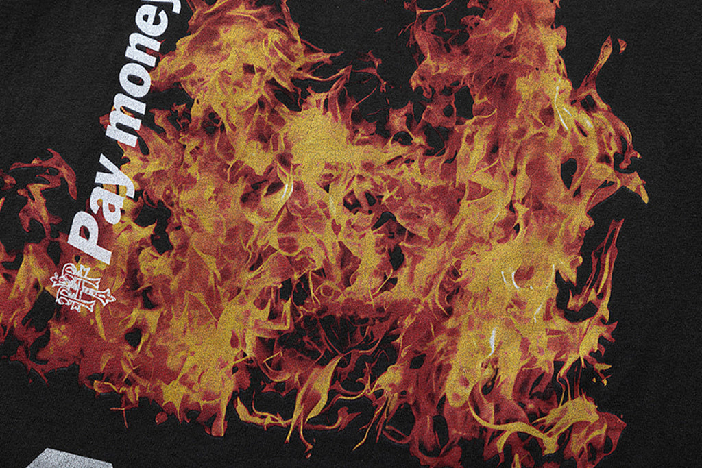 Saint Michael Fire Graphic & Sleeve Print Sweatshirt