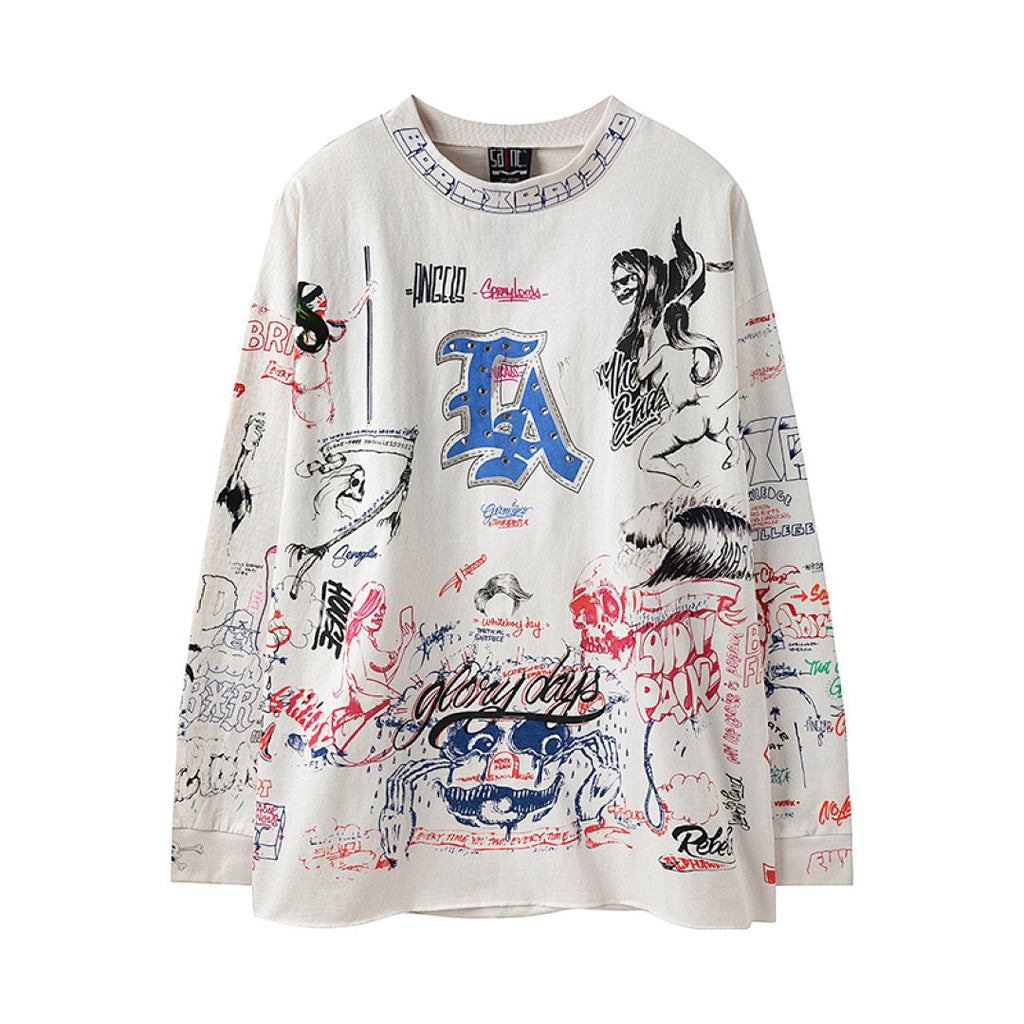 Saint Michael All-Over Doodle & Emblem Graphic Long Sleeve