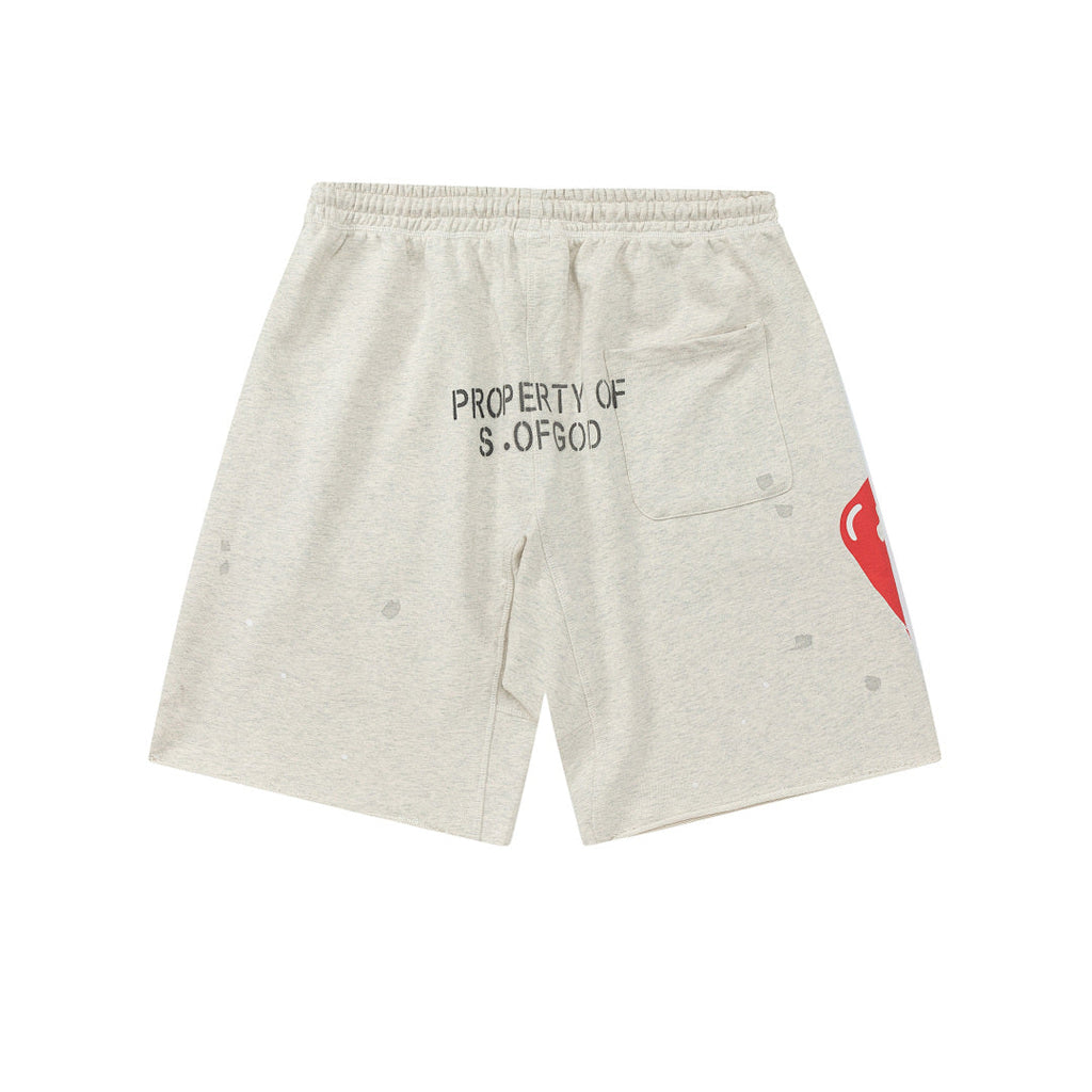 Saint Michael Dripping Heart & Lettering Graphic Sweat Shorts