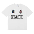 rhude复古标语徽标logo印花小众潮牌圆领宽松短袖T恤男女情侣装 (1)