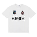 Rhude Cote D'Azur Shield Crest Gothic Letter Graphic Short Sleeve T-Shirt