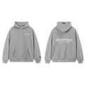 Fog Essentials Heather Gray Fleece‑Lined Oversized Pullover Hoodie White Chest Logo