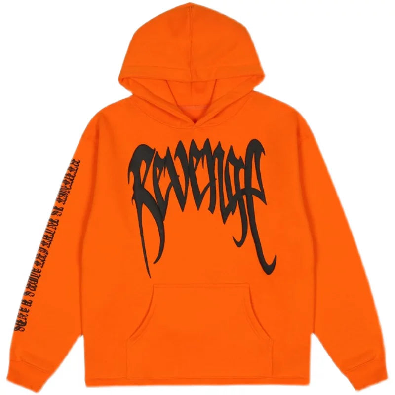 Revenge Black Gothic Logo Sleeve Print Hoodie