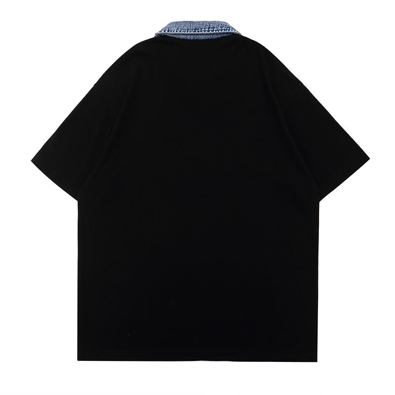 Men T-Shirt Summer Embroidered Loose Short Sleeve T-shirt