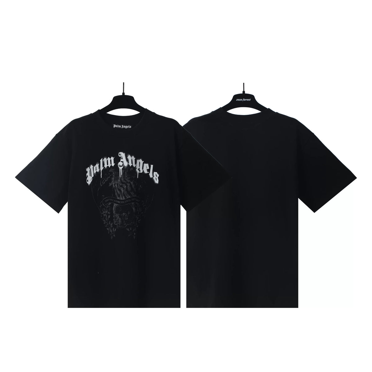 Palm Angels Black Back Gothic Skull Tee