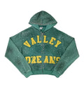 Valley Dreams Rhinestone Zip‑Up Cropped Hoodie, Unisex Green Washed Streetwear Jacket