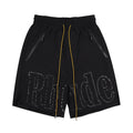 Rhude Large Black Glitch‑Effect Logo Print Drawstring Black Streetwear Shorts