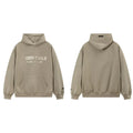 Fog Essentials Taupe Khaki Fleece‑Lined Oversized Pullover Hoodie Chest Logo