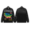 VALLEYDREAM Black US Map Retro Print Long Sleeve Tee