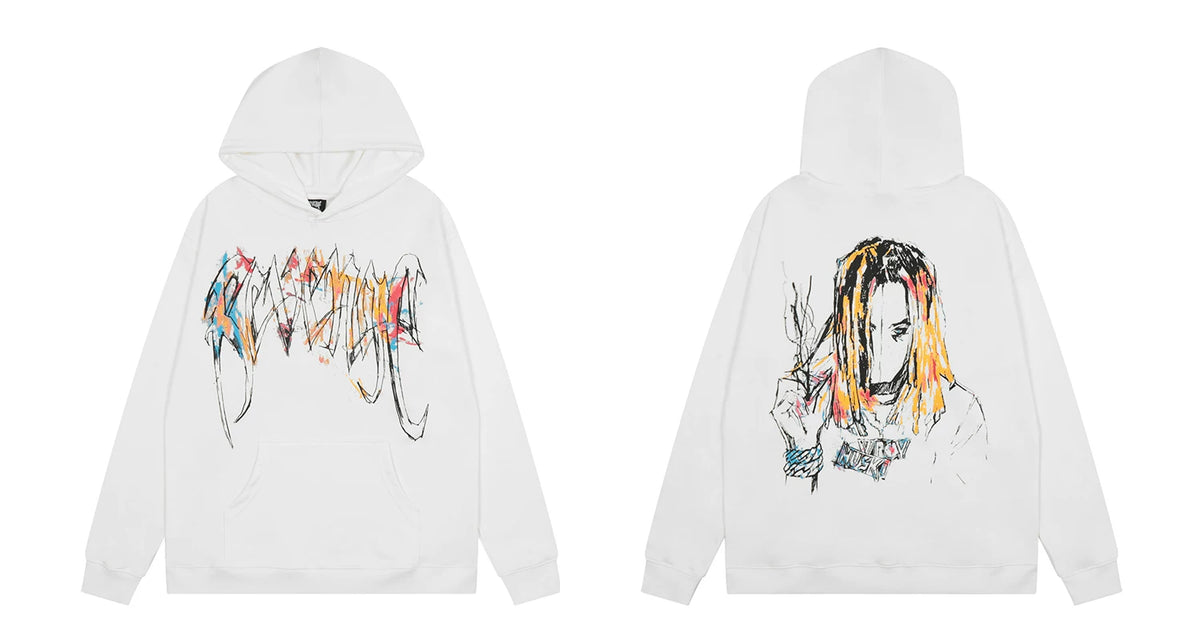 Revenge Multicolor Graffiti Gothic Logo Sketch Character Portrait Hoodie