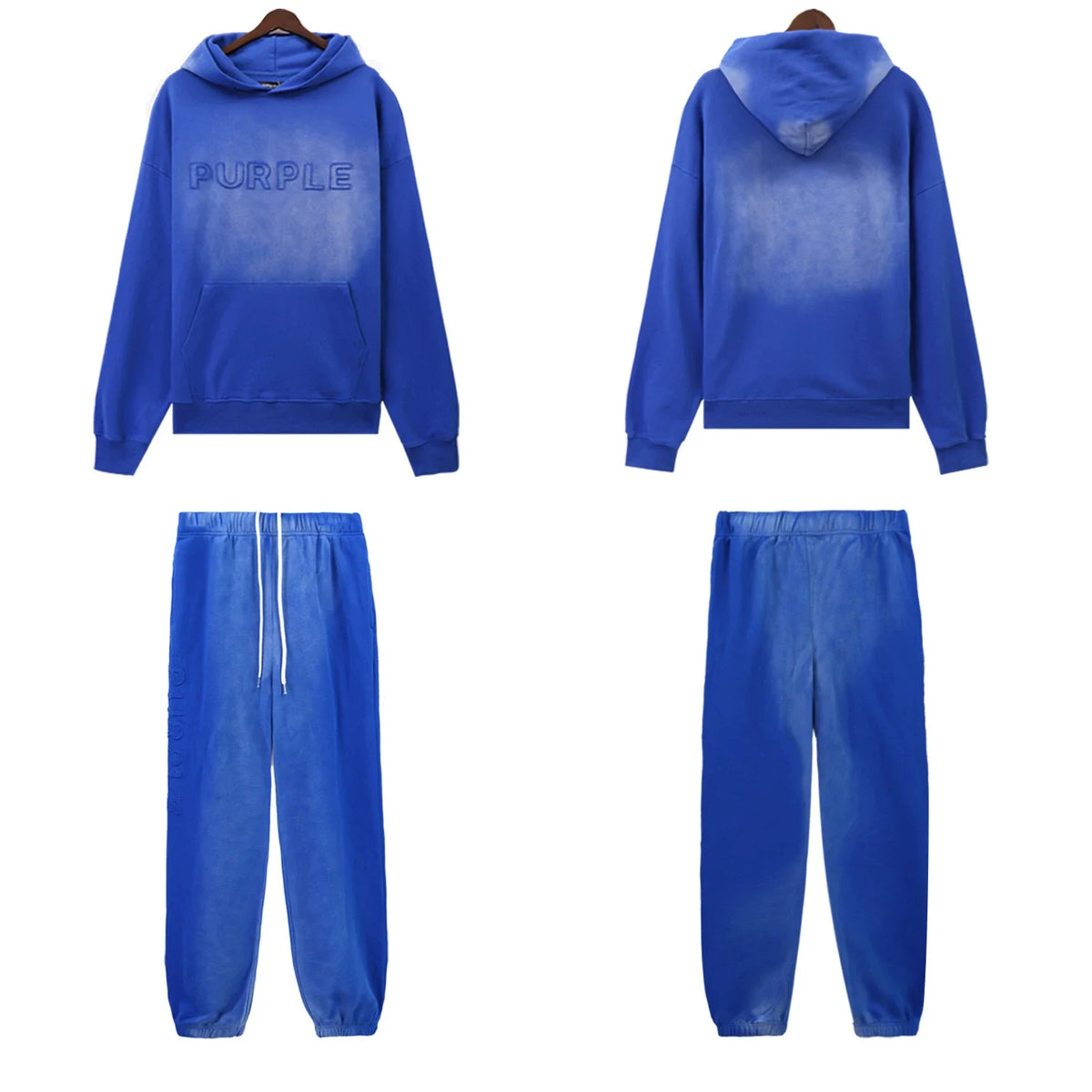 Palm Angels PURPLE Blue Faded Hoodie Tracksuit 2Pcs
