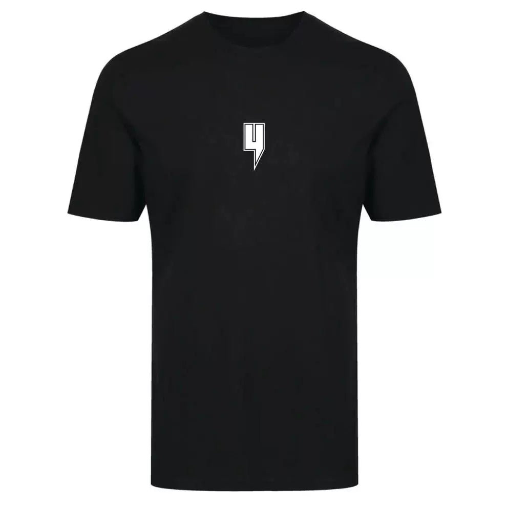 Yelir Minimal Small Graphic Black Crew Neck Short Sleeve T-Shirt