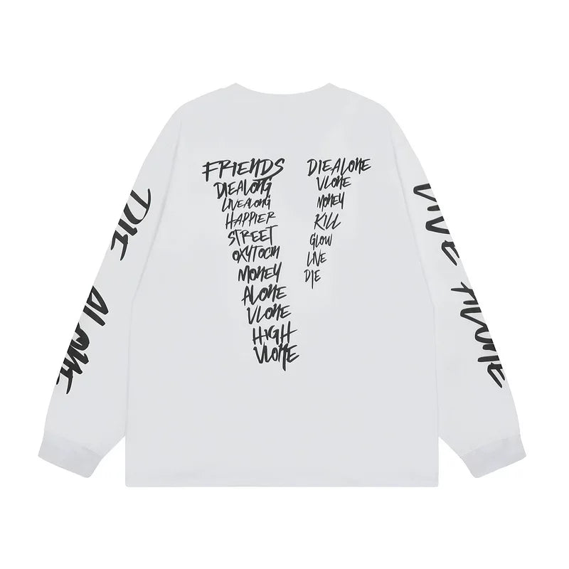 VLONE DIE ALONE Graffiti Script Long Sleeve T‑Shirt