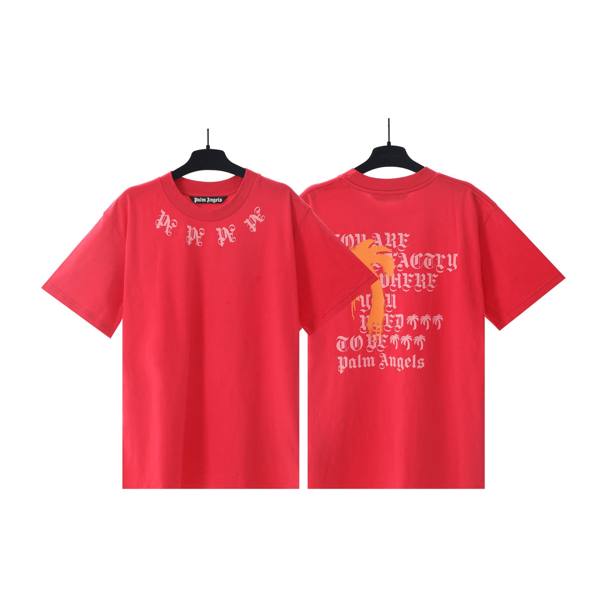 Palm Angels Red Gothic Print Tee