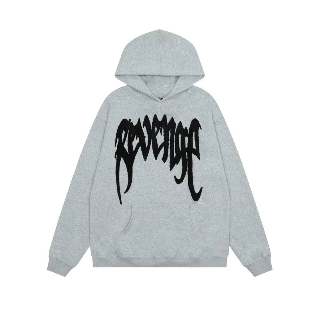 Revenge Black Gothic Embroidered Logo Pullover Hoodie