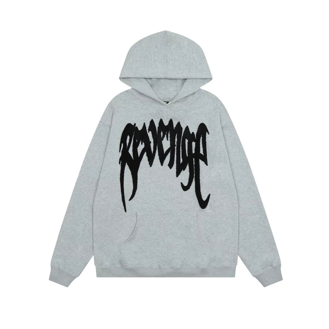 Revenge Black Gothic Embroidered Logo Pullover Hoodie