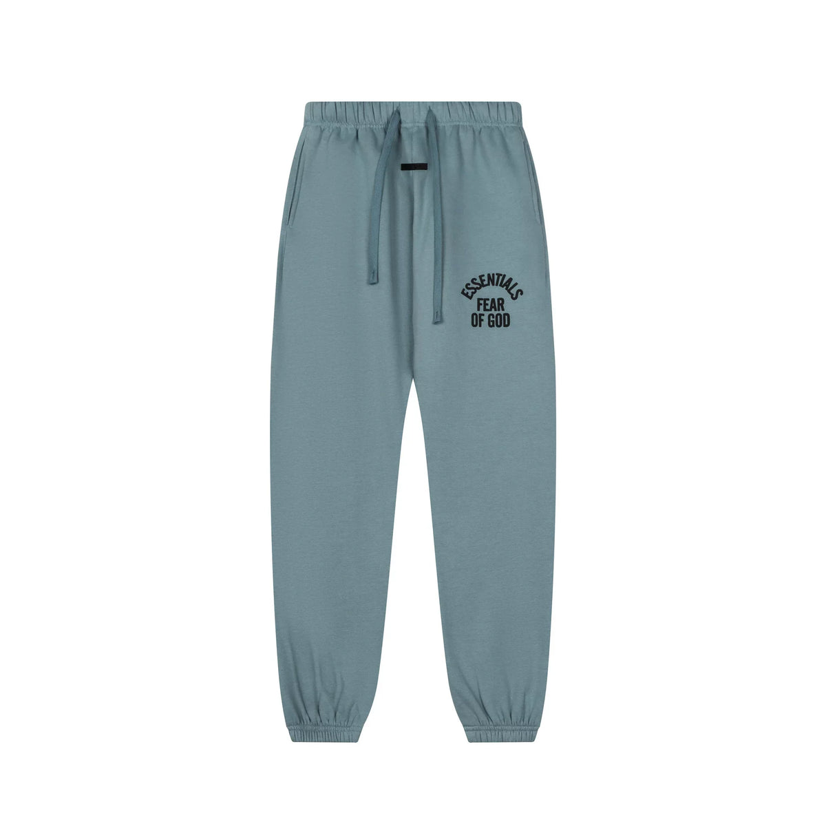 Fog Essentials Slate‑Blue Hip‑Hop Jogger Sweatpants Side Logo Print Elastic Waist Street Pants