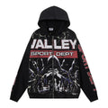 VALEFOREVER Black Valley Sport Dept Skeleton Graphic Zip Hoodie