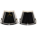 Rhude Black‑White Color‑Block Mountain Logo Drawstring Streetwear Shorts