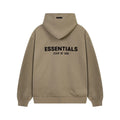 Fog Essentials Bold Black‑Print Khaki Oversized Cropped‑Hem Hooded Sweatshirt