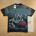 VALEFOREVER Black Washed Vale Dreams Pitbull Basketball Vintage Graphic T-Shirt