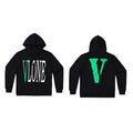 VLONE Green Distressed Big V Hoodie Black