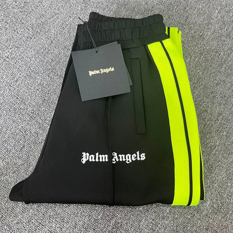 Palm Angels Black Neon Green Track Pants Unisex