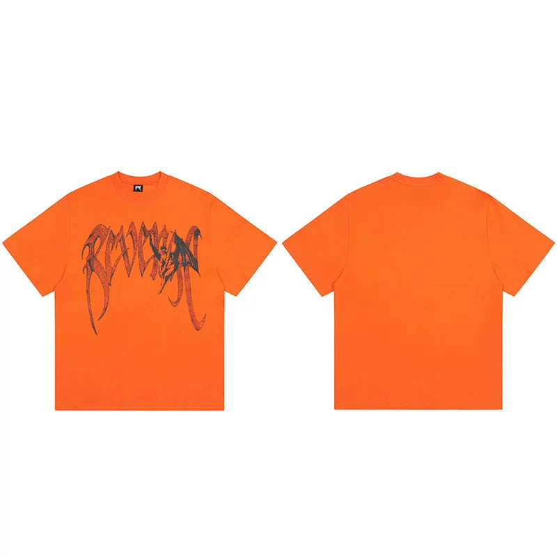 Revenge Black Distressed Gothic Script Graphic T‑Shirt