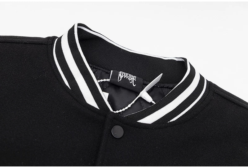 Revenge R‑Letter Patch Gothic Logo Varsity Jacket