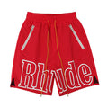 Rhude Large Outline Logo Print Drawstring Red Streetwear Shorts
