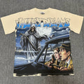 VALEFOREVER Cream Grim Reaper Retro Horror Movie Graphic Short Sleeve T-Shirt