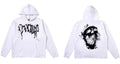 Revenge Black Distorted Gothic Script Smoke‑Effect Skull Hoodie
