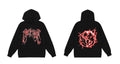 Revenge Red Lightning Thorn Gothic Logo Globe‑Skull Hoodie
